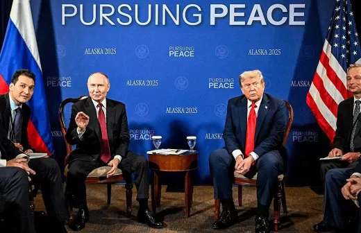 Poetin en Trump in Alaska (15 augustus 2025). Foto: Sergey Bobilov/CC BY-SA 4:0