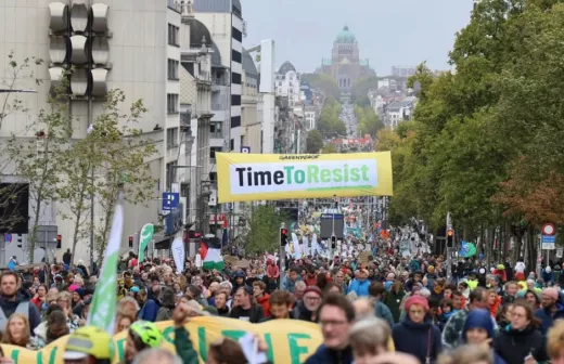 Klimaatmars in 2025 in Brussel. Bron: Instagram Klimaatcoalitie