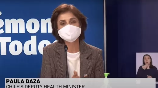 Paula Daza, vice-minister van volksgezondheid verdedigde de president. Foto: screenshot YouTube Al Jazeera