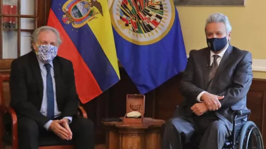 Op 27 januari 2021 vergaderde president Moreno met OAS-secretaris-generaal uis Almagro in Washington, DC. Foto: twitter @Presidencia_Ec