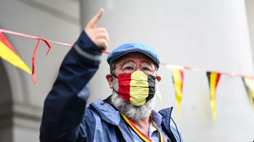 Actie op 28 augustus op Muntplein in Brussel. Foto: Malkia Mutiri