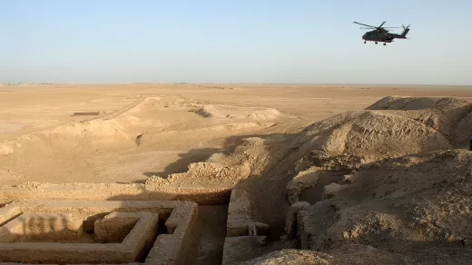 Uruk (Irak). Veel archeologische sites werden vernield tijdens de oorlog tegen Irak. Foto: