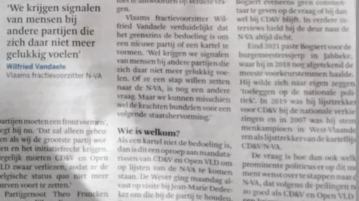 De Standaard 30 augustus 2023, pagina 10 (Foto LV)