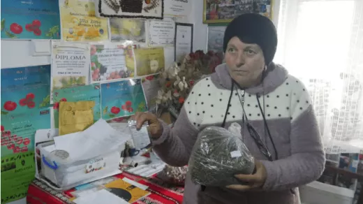 Tsjechische boerin Stela Zămoiu (61) herinnert zich de tijd dat in heel haar streek alleen kleine boerderijen actief waren. Foto: Matei Bărbulescu:Andrei Petre/Politico