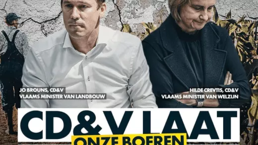 Visual Vlaams Belang op Facebook ter ondersteuning van de boerenprotesten. CD&V, de partij die zich het meest op boeren richt, wordt geviseerd
