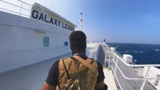 Galaxy Leader, het eerste schip dat door Jemen werd geënterd (19 november 2023). Foto: Ansar Allah/CC BY-SA 4:0