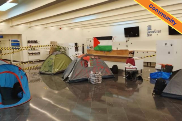 Studentenbezetting voor Palestina op UGent. Foto: Refaat Alareer Encampment