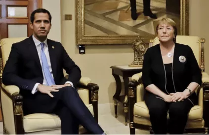 Parlementsvoorzitter Juan Guaidó ontving op 21 juni 2019 VN-Hoge Commissaris voor de Mensenrechten Michelle Bachelet. Foto: Asamblea Nacional