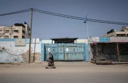 Ingang van een UNRWA-compound in Oost-Jeruzalem. Foto: daysofpalestine.com