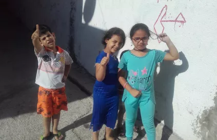 Palestijnse kinderen in vluchtelingenkamp Azkar, Nabloes Foto: Ludo De Brabander