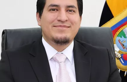 in 2015-2017 was Andrés Arauz minister in de regering van president Rafael Correa. Foto: Ministerio Coordinador/CC BY-SA 4:0