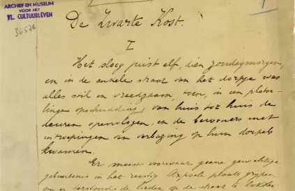 Manuscript De Zwarte Kost van Cyriel Buysse. Archief letternhuis.be