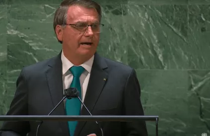 President Jair Bolsonaro. Screenshot YouTube UN HQ