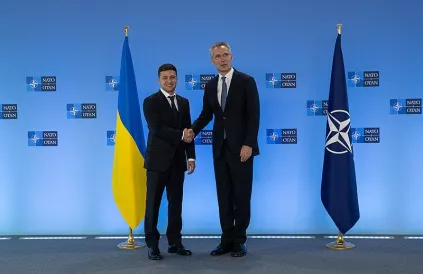 President van Oekraïne Volodymir Zelensky ontmoette NAVO-voorzitter Jens Stoltenberg in Brussel op 4 juni 2019. Foto: president.gov.ua/CC BY-SA 4:0