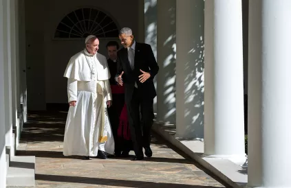 Sept. 23, 2015
"Though there were many poignant moments of the President and Pope Francis to choose from, but this frame, as they walked along the Colonnade, was one of my favorites because of the light and the way the President was interacting with His H