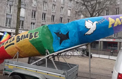 Betoging in Brest tegen de Europese militarisering, 9 januari 2022. Foto: Ludo De Brabander