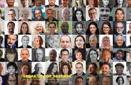 Deze journalisten hebben wel de stap gezet voor hun collega Julian Assange. Foto: speak-up-for-assange.org