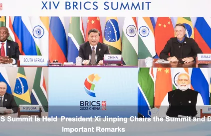 De 14de BRICS-conferentie ging door op 23 juni 2022 via videolink onder Chinees voorzitterschap. Foto: brics2022.mfa.gov.cn