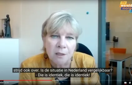 Kitty Jong, vice-voorzitter FNV: "Sociale strijd is overal dezelfde!". Screenshot dwm
