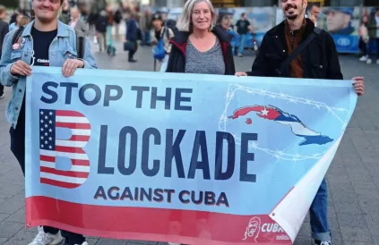 Actie tegen de VS blokkade tegen Cuba, oktober 2022. Foto: Kasper Liebeert 