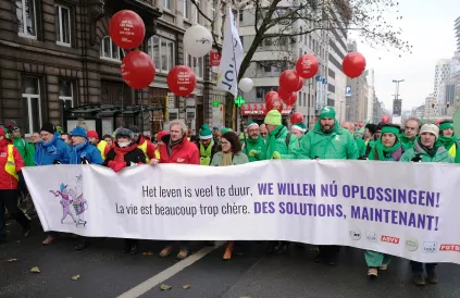 Vakbondsbetoging 16 december 2022 voor meer koopkracht. Foto: DeWereldMorgen