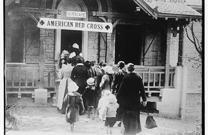 Het Amerikaanse Rode Kruis in Frankrijk. Foto ca 1915-1920. Publiek domein, Library of Congress