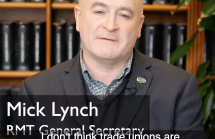 Mick Lynch: "Ik denk niet dat vakbonden fair worden voorgesteld in de media." Screenshot doubledown.news
