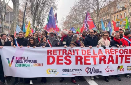 Betoging 19 januari 2023 tegen de pensioenhervorming. Foto: NUPES. 