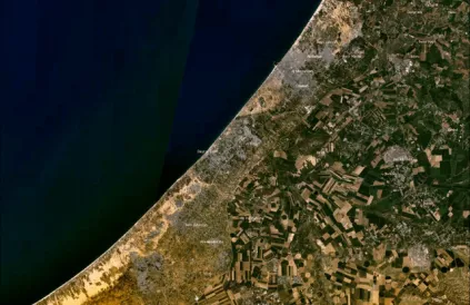 De Gaza-strook. Foto: NASA, publiek domein