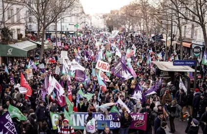 Betoging in Frankrijk op 28 maart. Foto: Louis Boyard 