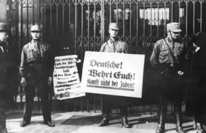 'Duitsers! Verweer U! Koopt niet bij Joden! April 1933. Foto: Bundesarchiv/ PD