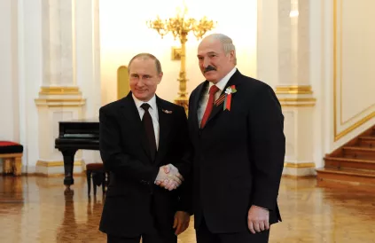 Presidenten Loekasjenko van Wit-Rusland en Poetin in mei 2015. Foto: kremlin.ru/CC BY-SA 4:0