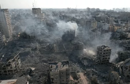 Vernietigingen in de Gazastrook, 10 oktober 2023. Foto: Al Arabya, Wikipedia / CC BY-SA 3.0