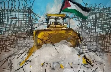 The Bulldozer. Tekening @beesanarafat