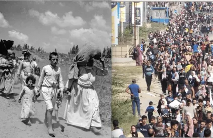 Nakba 1948 - Nakba 2023. Foto: X @sahouraxo