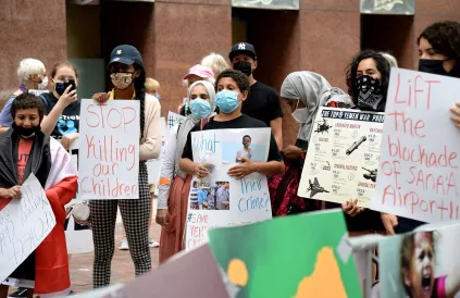 'Stop Killing our Children'. Gaza? Protest tegen de oorlog in Jemen  in 2020. Foto: Felton Davis/CC BY-SA 2:0