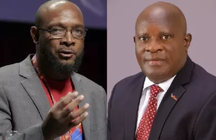 Jacques Belzin, voorzitter van de Confédération des Travailleurs Haïtiens (CTH) en Jean Bonald G. Fatal, voorzitter van de Confédération des Travailleurs et Travailleuses des Secteurs Public et Privé (CTSP) in Haïti