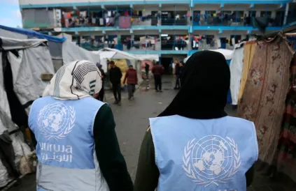 Deze UNRWA-school werd een schuilplaats voor vluchtelingen in Gaza en werd sindsdien eveneens vernield. Foto: UNRWA
