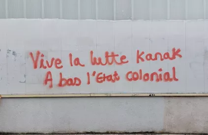 "Leve de strijd der Kanakken. Weg met de koloniale staat.' Foto: X @PourP860