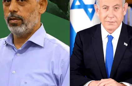 Yahya Sinwar (l), Benjamin Netanyahu. Foto: pune.news/Avi Ohyon/Government Press Israel/CC BY-SA 