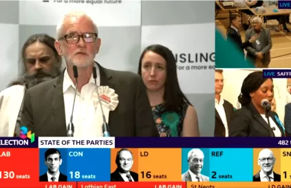 Jeremy Corbyn, levenslang strijder voor sociale rechtvaardigheid, tegen racisme, voor Palestijnse rechten geeft het voorbeeld: geef de strijd nooit op. X BBC