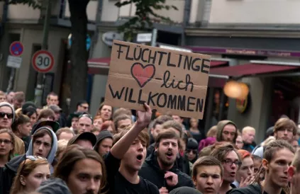 Antiracistisch protest: 'Vluchtelingen hartelijk welkom'. Foto: Montecruz/Flickr