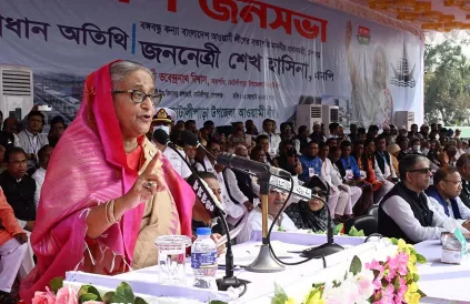 Afgezet premier Sheikh Hasina (februari 2023). Foto: Delwar Hossain/CC BY-DA 4:0