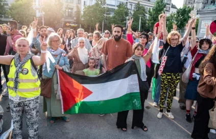 Stille wake voor Palestina en Gaza in Antwerpen op 17 juli. Foto: Karina Brys