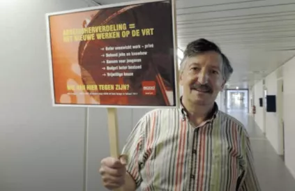 Luk in actie in de gangen van de VRT (2016). Foto: Luc Vandenhoeck