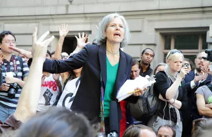 Géén eendagsvlieg. Jill Stein stond al op de barricades van Occupy Wall Street in 2012, Democratische politici waren er nooit te zien. Foto: Paul Stein/CC BY-SA 2:0