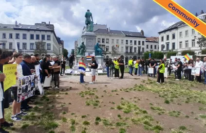 Druzische betoging voor het Europees Parlement 23 juli '25Foto: Toon Danhieux
