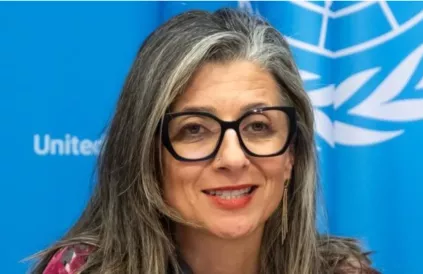 Francesca Albanese, Speciaal rapporteur voor de mensenrechtensituatie in de Palestijnse Gebieden. Foto: /Mark Garten, UN Photo. 