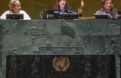Voorzitter Maria Espinosa, 73ste VN-Algemene Vergadering. UN Photo/Cia Pak