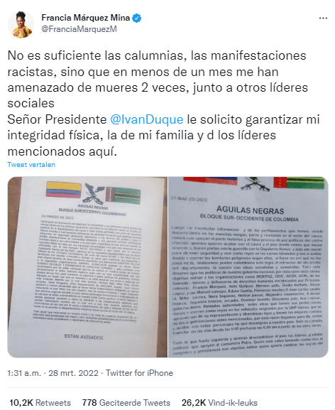 tweet Francia Márquez